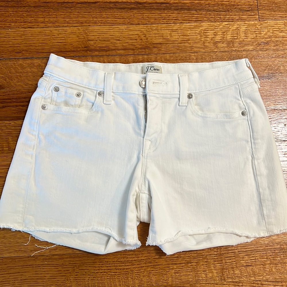 J Crew White Denim Shorts Size 25